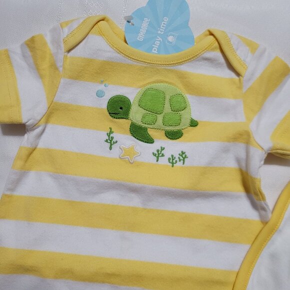 Gymboree Bloop Bloop Bloop Turtle NWT striped Romper & Bib set. Mixed Bin Z33 - Picture 4 of 4